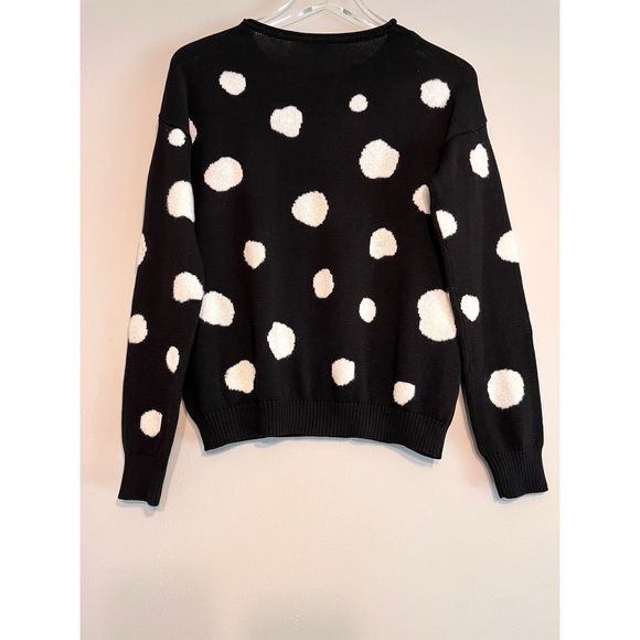 Bela NYC Black White Polka Dot Merino Wool Blend Sweater Size Small - Picture 2 of 15